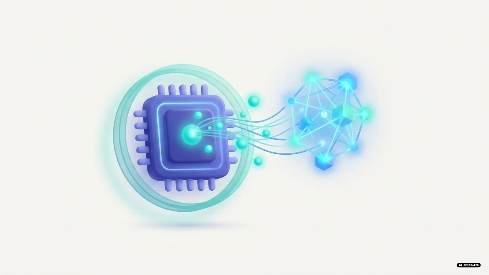 Microchip stilizzato spezzato a metà con una linea di confine che lo attraversa