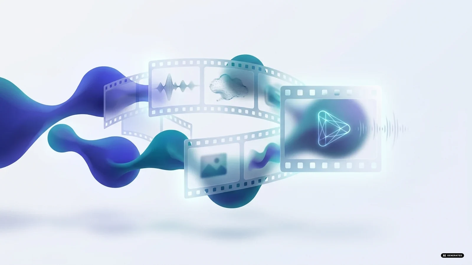 Forme fluide che si trasformano in fotogrammi di un filmato