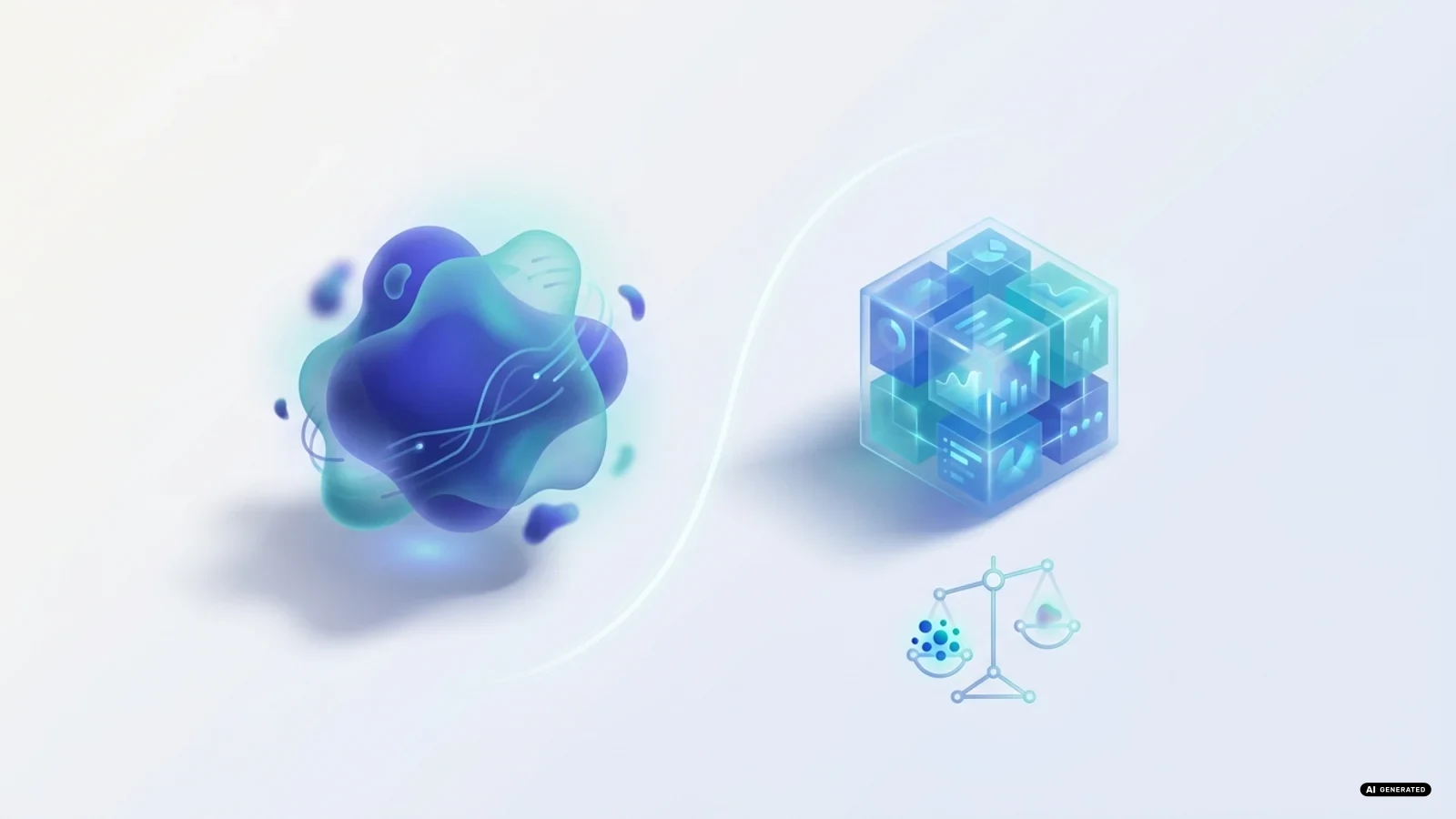 Illustrazione astratta con figure umane e linee digitali che si separano e si ricongiungono