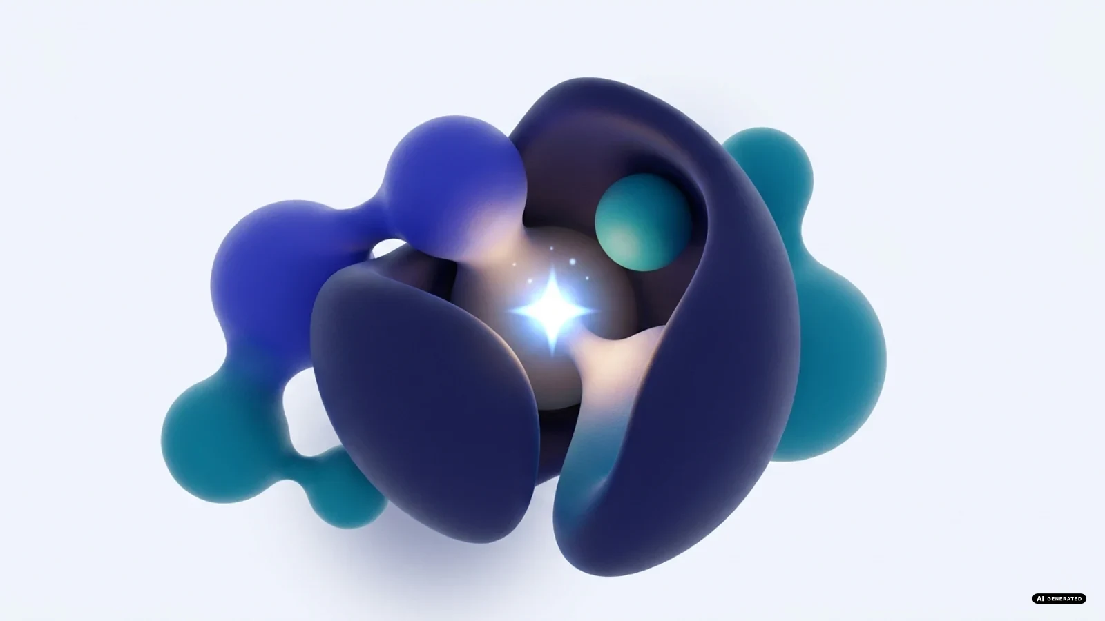 Forme astratte scure con una singola scintilla luminosa che si accende al centro